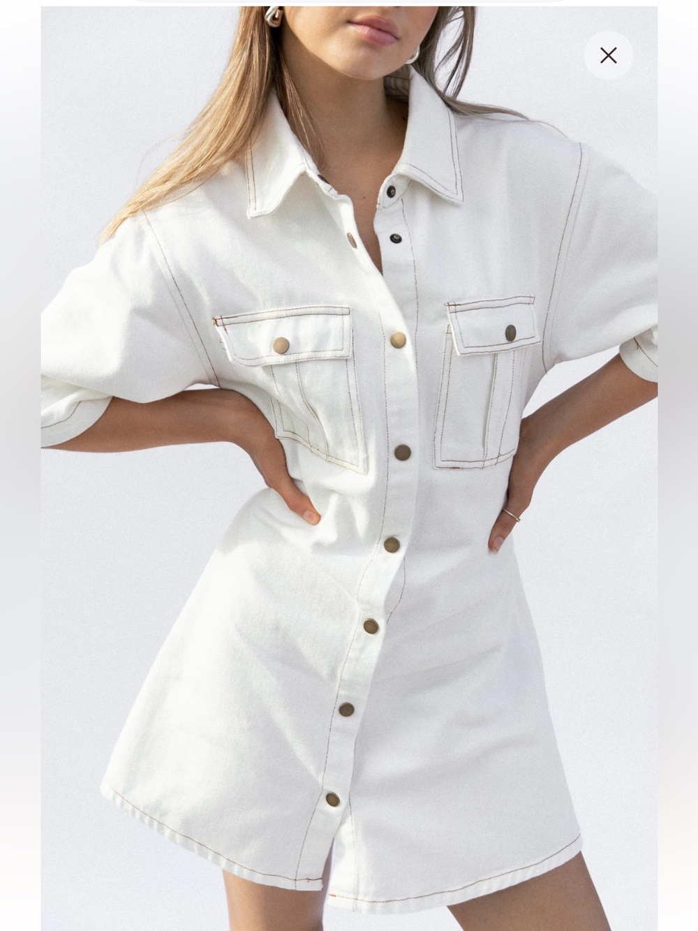 Petal & Pup Hailey Dress White Denim, us 10